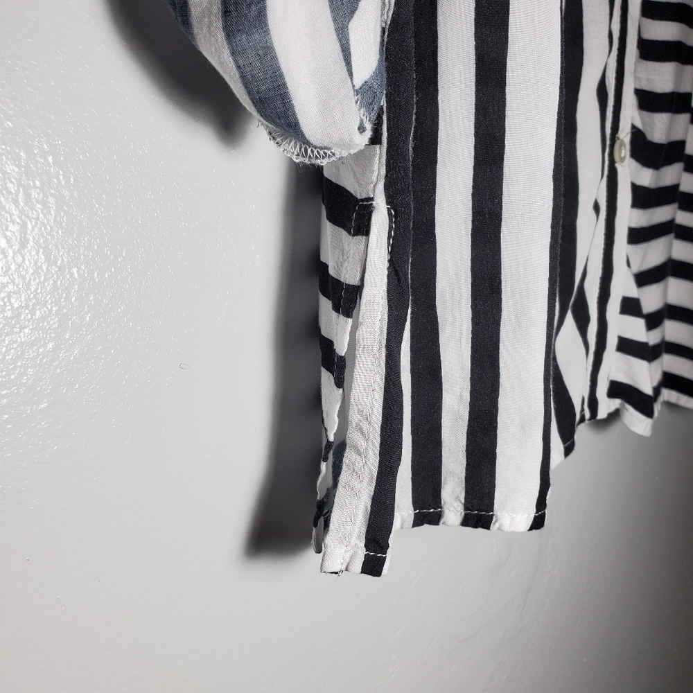 ALFRED DUNNER Stripe Collar Blouse White & Black Size 10P - Picture 6 of 9